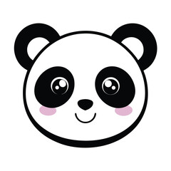 cute panda face icon isolated on white background