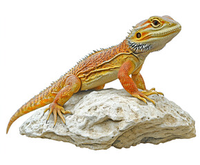 Obraz premium Green reptile lizard iguana and bearded dragon on white