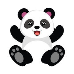 Fototapeta premium adorable baby panda, playful happy panda vector icon isolated on white background