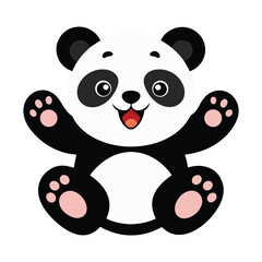 illustrate a playful and adorable baby panda Vector icon isolated on white background