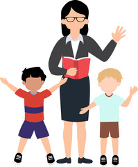 Fototapeta premium Student And Teachers Illustration