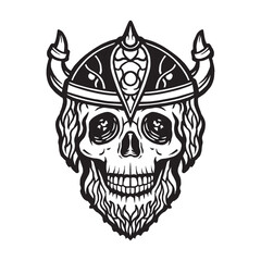 Hand drawn black and white skull illustrations