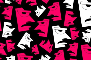 Colorful abstract pattern face sticking out tongue background