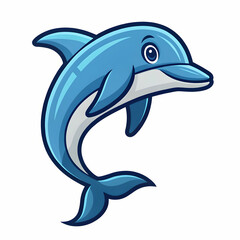 Fototapeta premium Ocean's Joy: Playful Dolphins Leaping in the Blue Sea Illustration