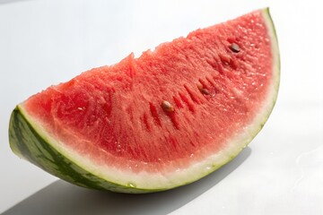 A juicy slice of watermelon on white background
