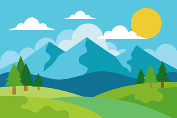 Fototapeta premium Sunny day landscape with mountains
