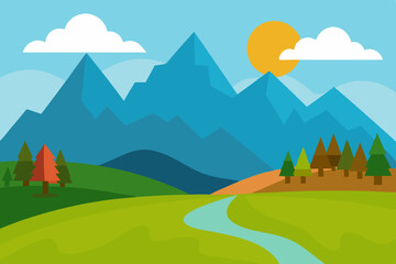 Obraz premium Sunny day landscape with mountains