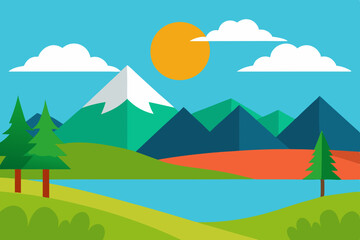 Obraz premium Sunny day landscape with mountains