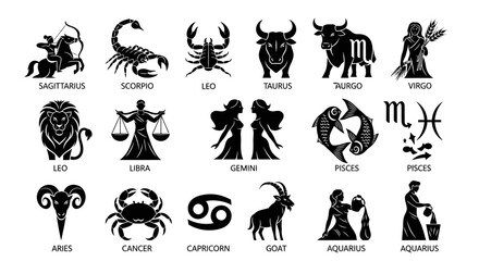 Black and White Zodiac Signs Collection