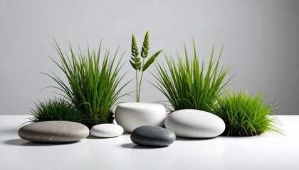 zen stones and grass