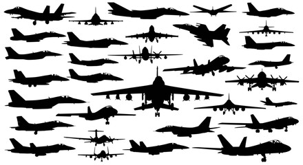 Variety of Military Aircraft Silhouettes