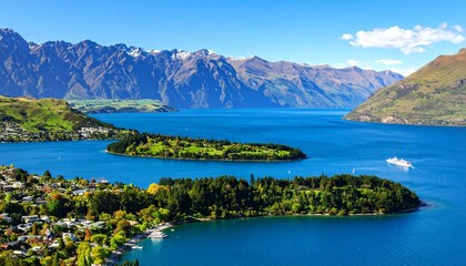 Naklejka premium lake and mountains