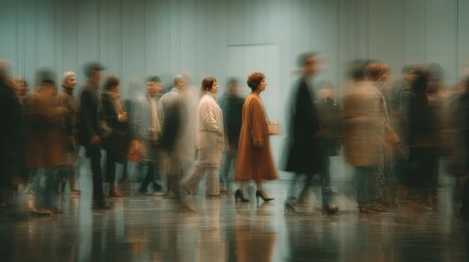 blurry image of many people in an office. High quality
