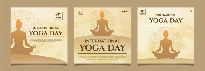 Set Elegant Design for International Yoga Day with Meditation Motif
