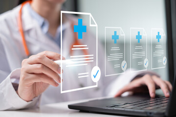 Professional healthcare worker doctor physician medical certificate report concept