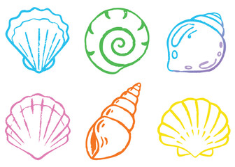 A vibrant vector set of diverse sea shells and marine life illustrations perfect for a seamless ocean pattern design