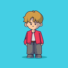 Cute boyband chibi characters with some fashionable clothes