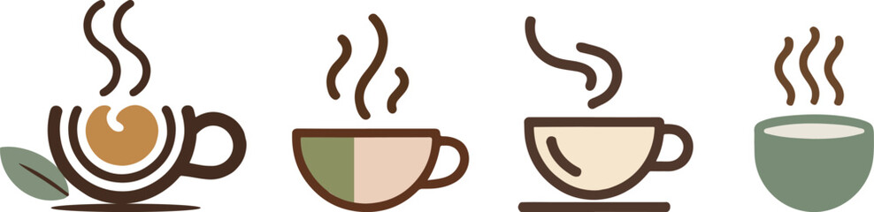 Set of tea or coffee Cup outline.