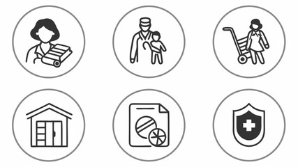 Healthcare Icons Generated AI Medical Line Art Illustrations