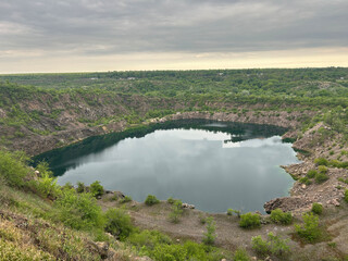 the view from the top of the cliff on the river.