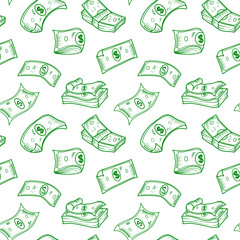 US dollar pattern background. Seamless pattern of the symbols of dollar currency background. Dollar sign pattern background. Dollar Doodle seamless pattern background. 