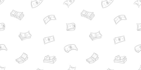 US dollar pattern background. Seamless pattern of the symbols of dollar currency background. Dollar sign pattern background. Dollar Doodle seamless pattern background. 