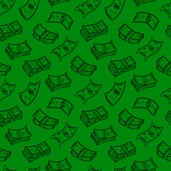 US dollar pattern background. Seamless pattern of the symbols of dollar currency background. Dollar sign pattern background. Dollar Doodle seamless pattern background. 