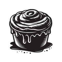Black Yorkshire Pudding Silhouette Vector, High Quality Illustration on White Background