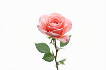 single pink rose isolated on white background