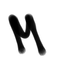 textured alphabets font letter M isolated graffiti style