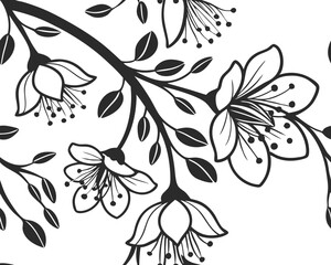 Abstract Lace Floral Seamless Pattern - Delicate Black & White Vector Lace Texture for Bridal Textiles & Wallpaper