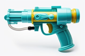 Naklejka premium Colorful toy water blaster for summer fun at outdoor playtime