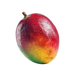 Fresh ripe mango fruit with water droplets isolated on transparent background