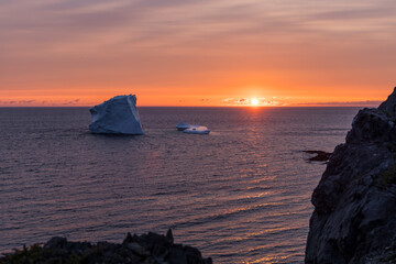 Iceberg of Icebergs at Newfoundland drifted from Greenland in summertime.