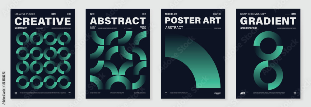 Aufkleber modern gradient poster background vector set. cover template with vibrant perspective geometric pris