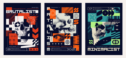 Three Brutalist Poster Design Templates