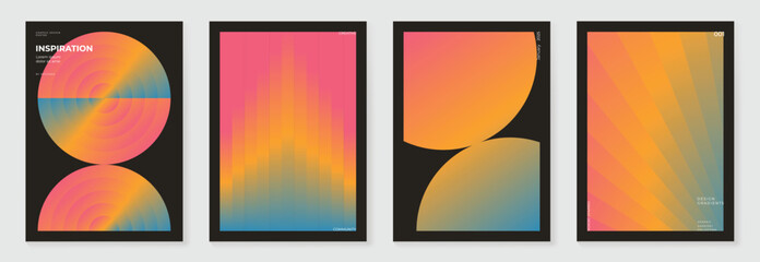Fototapeta na wymiar Modern gradient poster background vector set. Cover template with vibrant perspective geometric prism shapes. Ideal design for social media, cover, banner, flyer.
