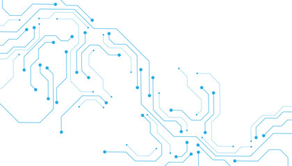 Technology blue circuit diagram on white background. High-tech circuit board connection system.Vector abstract technology on white background.