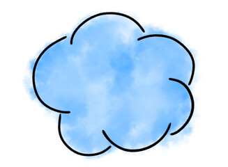 水彩風吹き出し 手書き 青色