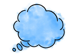 水彩風吹き出し 手書き 青色