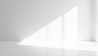 Minimalist White Room Sunlight Interior Design Mockup.