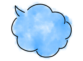 水彩風吹き出し 手書き 青色