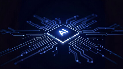 AI Chip Futuristic Circuitry and Artificial Intelligence