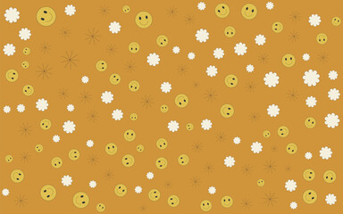 Abstract groovy daisy flowers background. Vector illustration.
