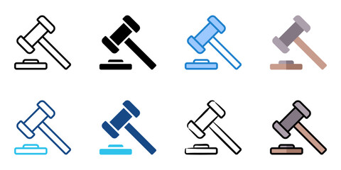 Gavel icon set multiple style collection 