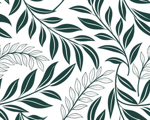 Citron & Sage Abstract Floral Seamless Pattern - Organic Yellow-Green Leaves Vector for Textile, Wallpaper & Wrapping Paper