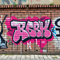 Urban graffiti art on a brick wall
