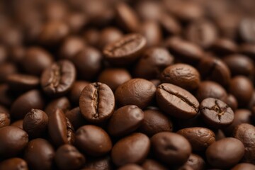 Fototapeta premium Coffee beans. Roasted coffee beans, can be used as a background. Coffee background close up.