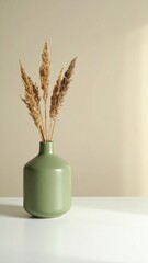 Dried Pampas Grass in Sage Green Vase Minimalist Home Decor.