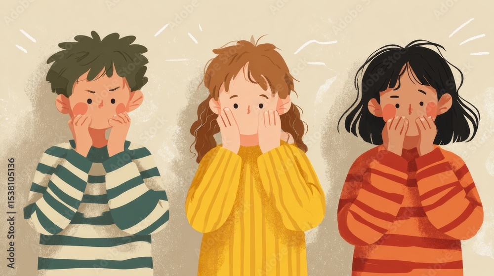 Poster understanding how to identify signs of bullying in children through illustrations of emotions and re